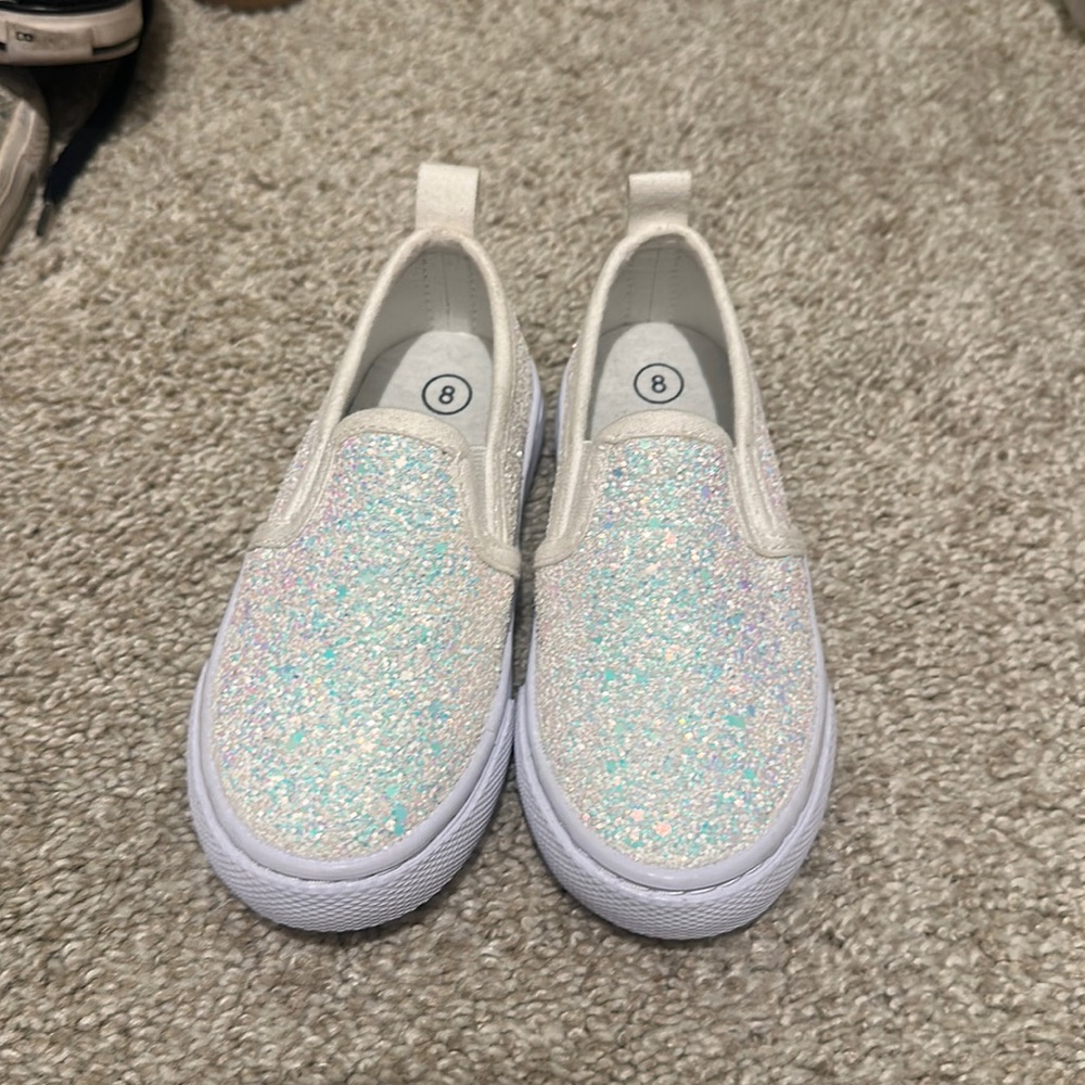 Never worn cat and Jack white sparkle shoes